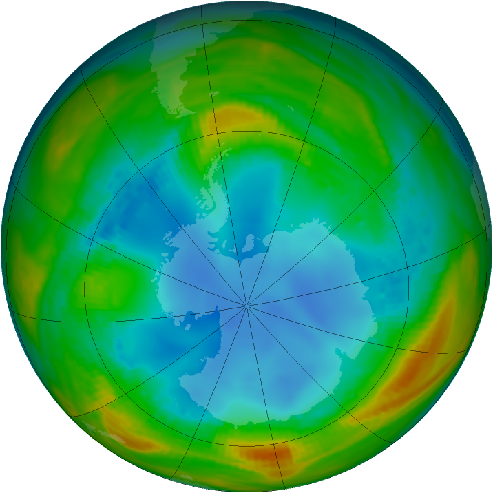 Antarctic ozone map for 01 August 1986